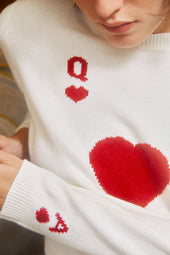 Pull Dame de Cœur Blanc en Laine - Soi Paris