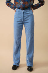 Pantalon Idéaliste en velours Bleu Croisière - Soi Paris