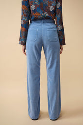 Pantalon Idéaliste en velours Bleu Croisière - Soi Paris