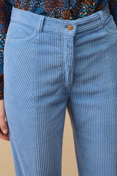 Pantalon Idéaliste en velours Bleu Croisière - Soi Paris