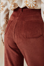 Pantalon Idéaliste en velours Châtaigne - Soi Paris