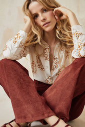 Pantalon Idéaliste en velours Châtaigne - Soi Paris