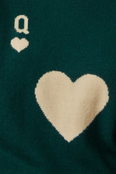 Pull Dame de Cœur Vert en Laine - Soi Paris