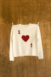 Pull Dame de Cœur Blanc en Laine - Soi Paris