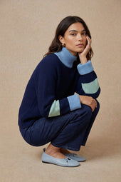 Pull Audacieuse Bleu Polaire en Laine