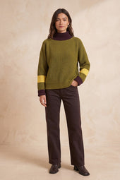 Pull Audacieuse Olive en Laine