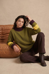 Pull Audacieuse Olive en Laine
