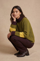 Pull Audacieuse Olive en Laine