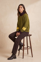 Pull Audacieuse Olive en Laine