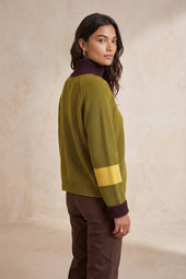 Pull Audacieuse Olive en Laine