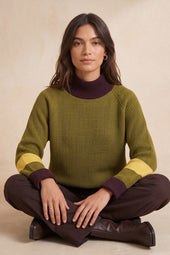 Pull Audacieuse Olive en Laine