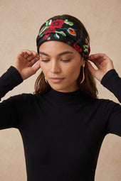 Foulard en soie Rose des Nuits