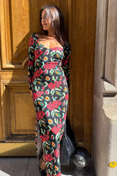 Robe Grand Cœur Rose des Nuits sur Johanna, #taille Johanna porte une taille 36