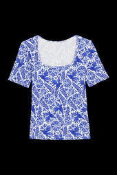 T-shirt Paresseuse en coton Oiseau de Nuit Bleu - Soi Paris