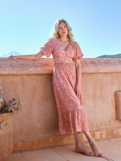 Robe Bohème imprimé Cappadoce Rose - Soi Paris