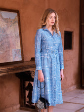 Robe Impériale imprimé Louxor Bleu - Soi Paris