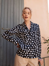 Chemisier en coton col pyjama Black or White - Soi Paris